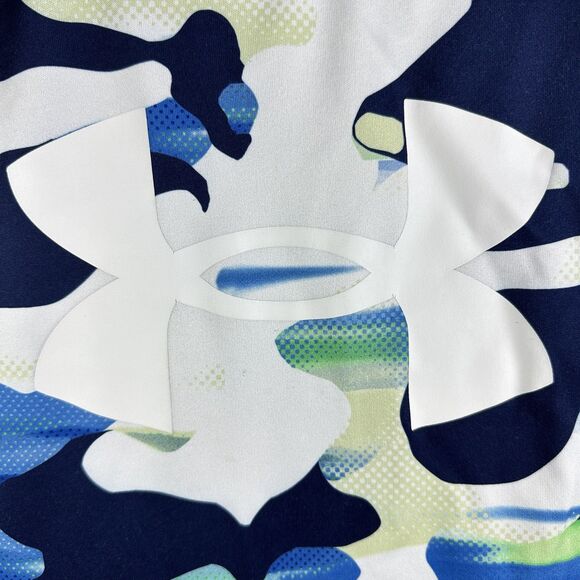 Under Armour UA Tech Camo Shirt Youth XL Blue Loose Fit Performance Big Logo* - Picture 3 of 15